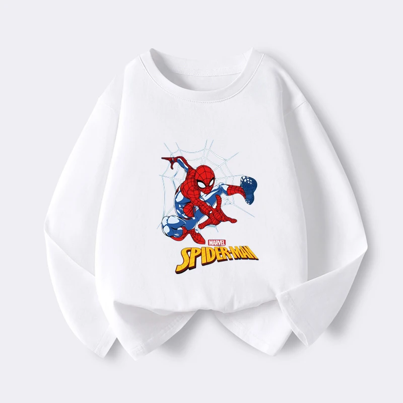 

Marvel Spider-Man Kids Long Sleeve Shirt 100% Cotton round Neck Comfortable Clothing for Children