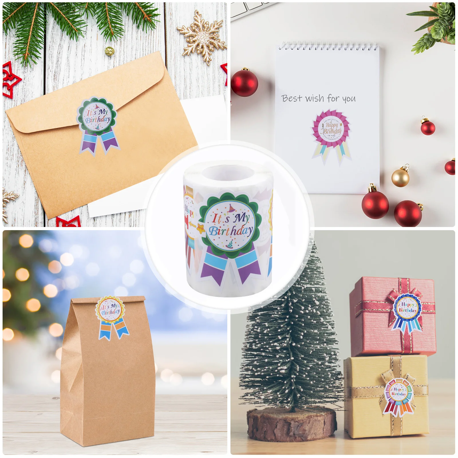 

1 Roll Birthday Stickers Birthday Gift Decorative Labels Seal Stickers for Gift Packaging Cards Envelopes Seal Sticker