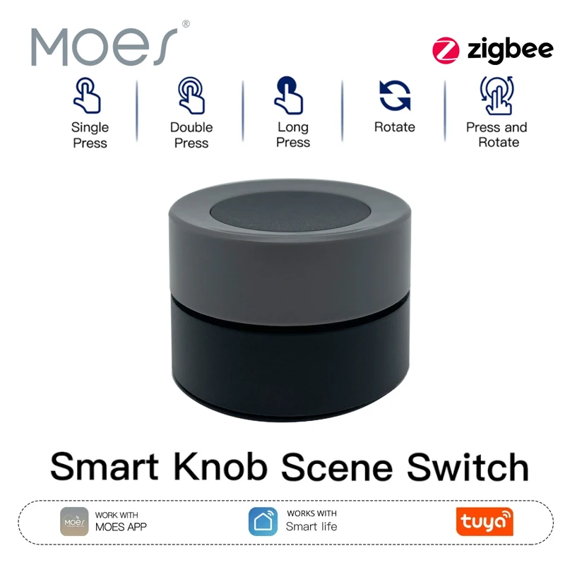 

MOES Tuya ZigBee Smart Knob Switch Wireless Scene Switch Button Controller Battery Powered Automation Scenario Smart Life App