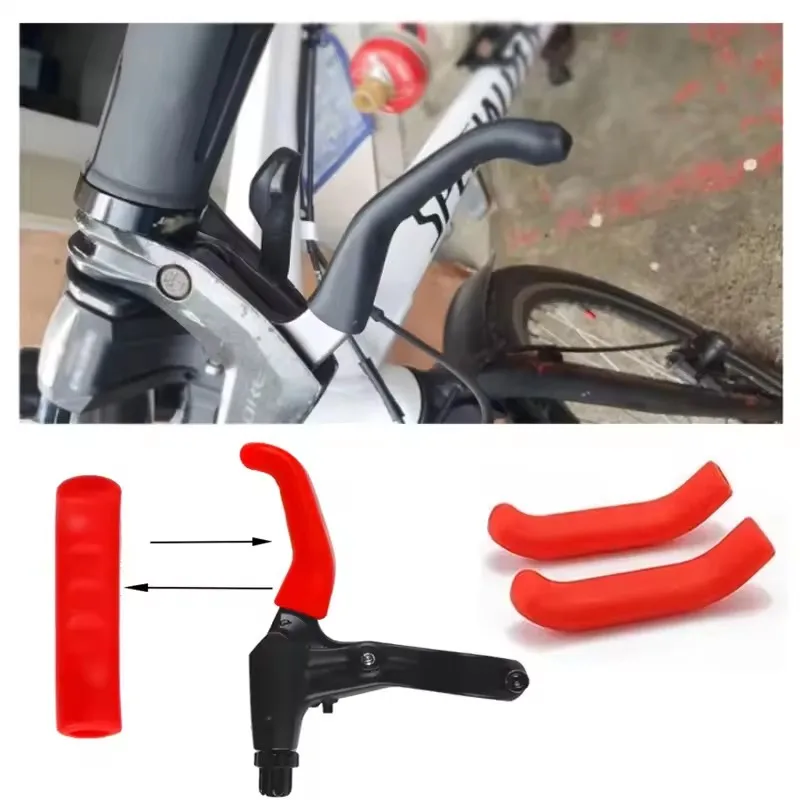 1Pair Bicycle Brake Handle Cover Road Mountain Bike Brake Lever Protect Silicone Sleeve Comfortable MTB Brakes Handle Protector image 3