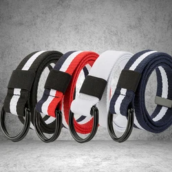 Ceinture en toile unisexe pour hommes et femmes, ceinture à double anneau environnemental, ceinture de jeans décontractée, haute qualité, mode