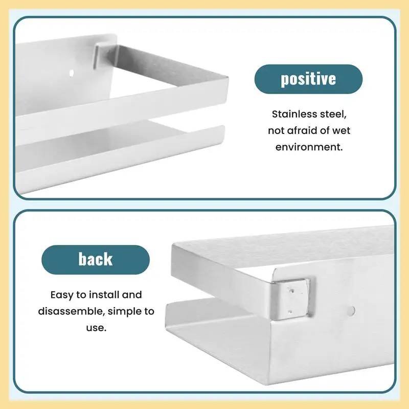 

GOOD-Shower Shelf No Drilling Self-Adhesive Shower Basket Stainless Steel Shower Shelf Bathroom Shelf Brushed 30 Cm