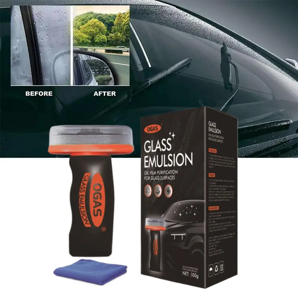 Professional Grade Glass Cleaning Kit Includes Foam Applicator Non-Abrasive Compound to Eliminate Haze Smudges and Oil Buildup