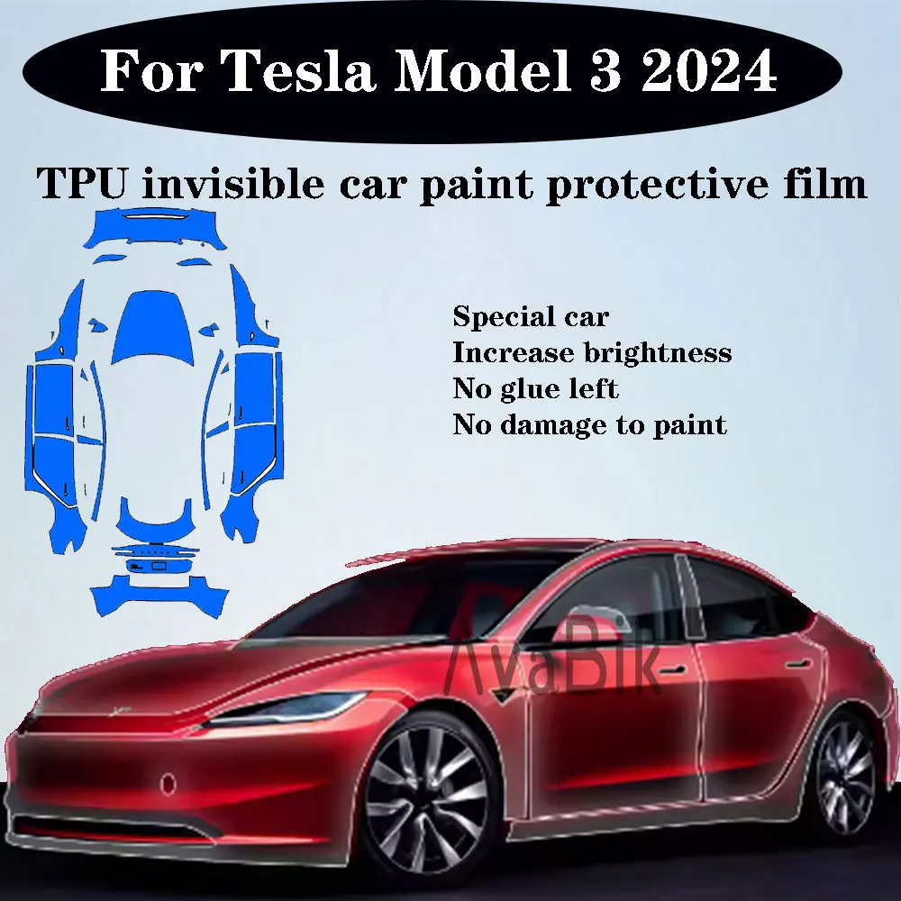 Matte 8.5thick TPU Car Paint Protection Film for Tesla Model 3 Highland 2024-Up Anti-Scratch Clear Bra PPF Decal Kit Accessories