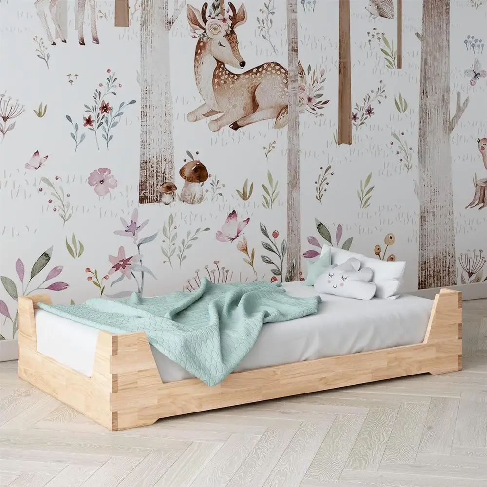 

Toddler Loft Bed with 2 Adjustable Heights, Natural Wood Finish