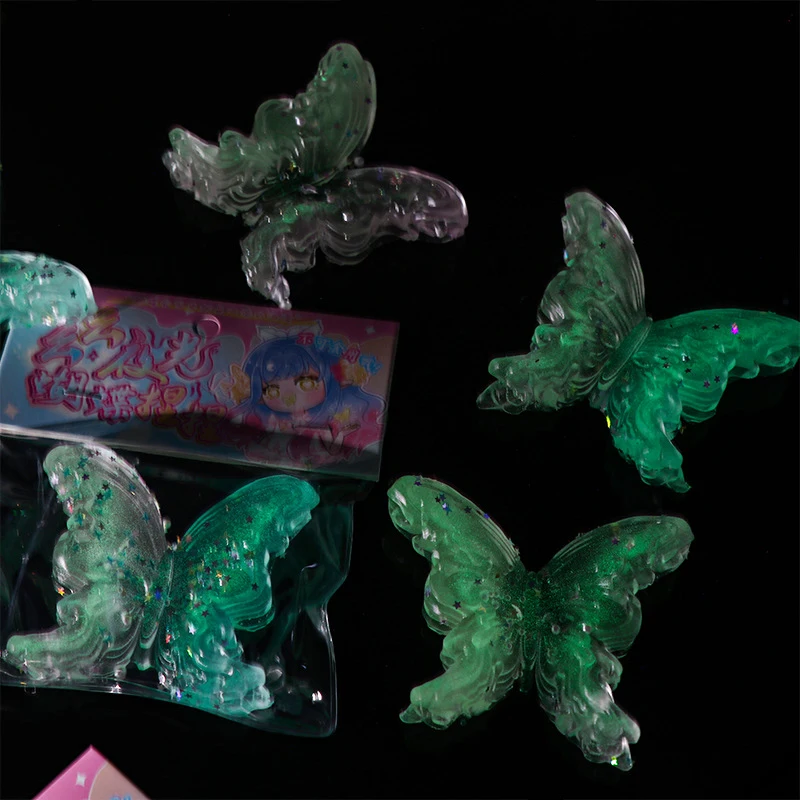 Mariposa luminosa creativa para aliviar el estrés, juguetes grandes transparentes con lentejuelas de cristal, mariposa, pellizco, juguete sensorial, regalos únicos