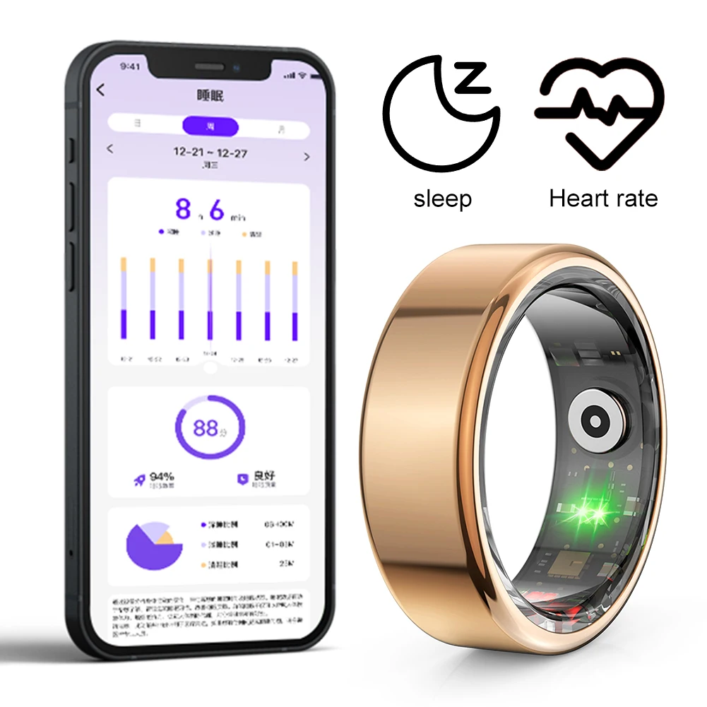 

R02 Smart Ring Health Tracker 5.0 Bluetooth-совместимый IP68 и 5ATM Водонепроницаемые мультиспортивные режимы Носимые для Android для IOS