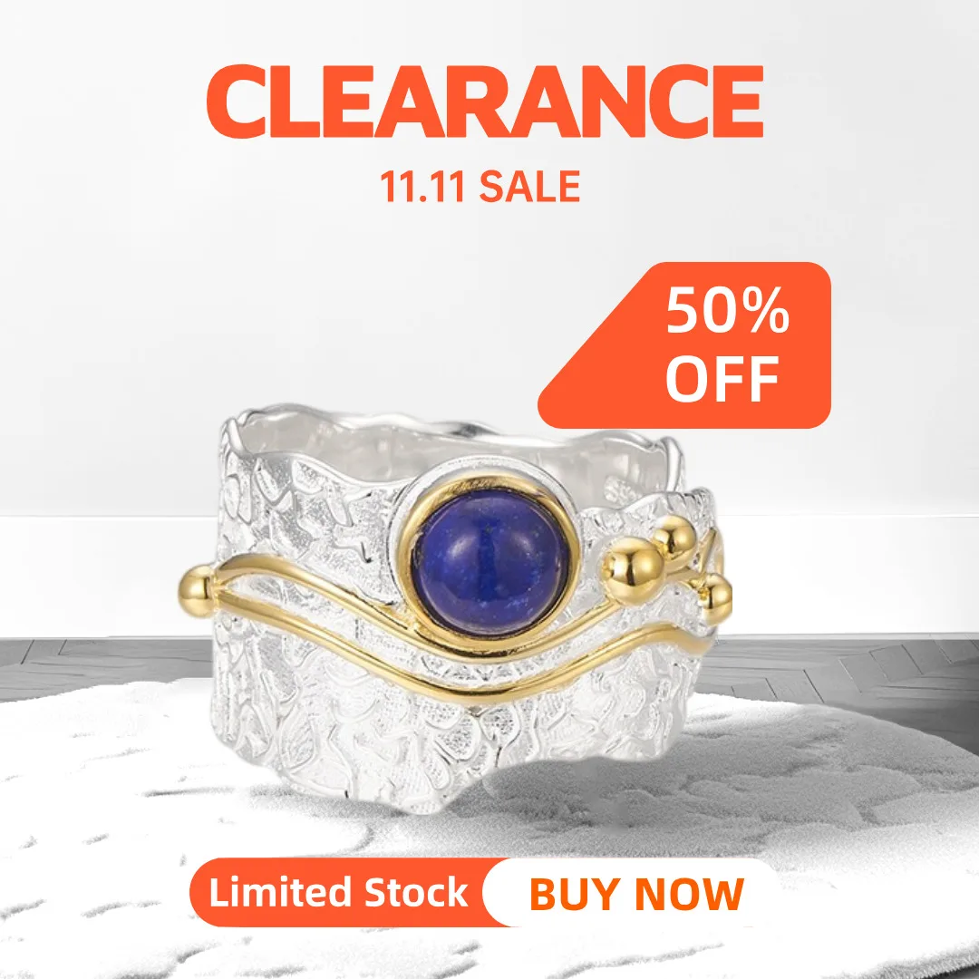 

GEEZENCA 925, серебристо-синий лазурит, эффектные широкие кольца, двухцветное массивное кольцо, распродажа, ограниченный запас, первый, первый, получите