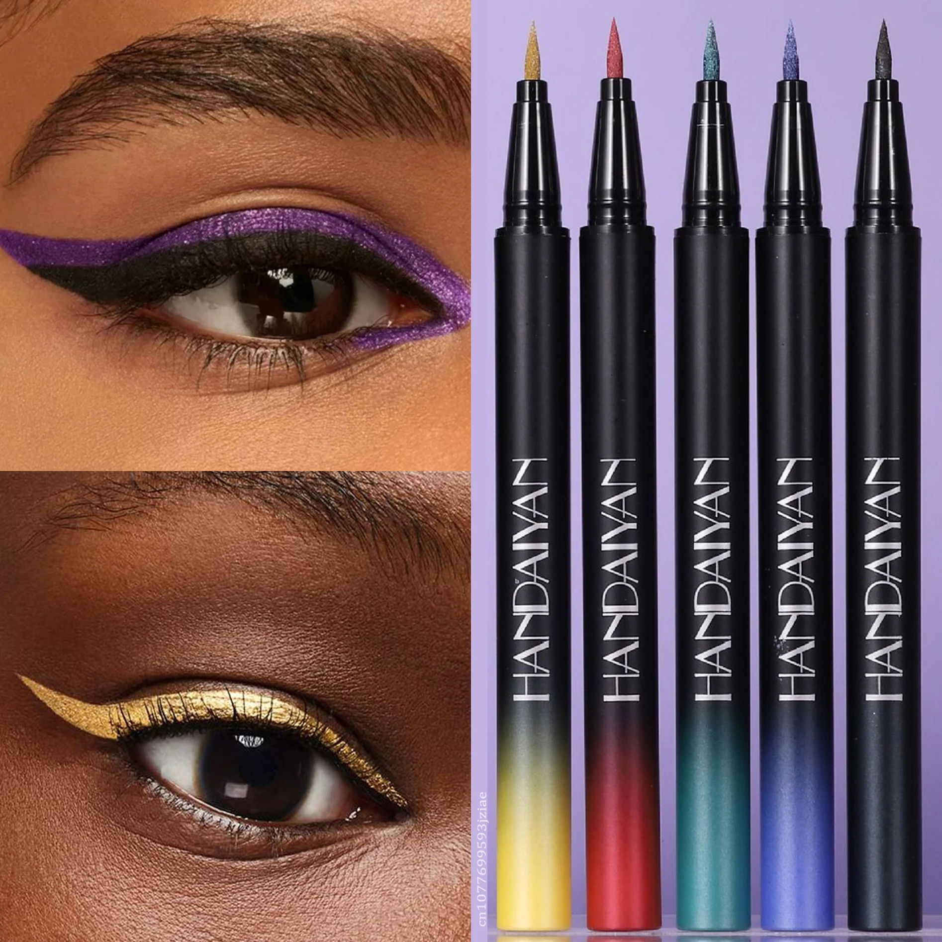 Stylo Eyeliner liquide métallique or violet, haute brillance, mise en évidence des yeux, étanche, séchage rapide, Ultra-fin, nacré, ligne pour les yeux noirs