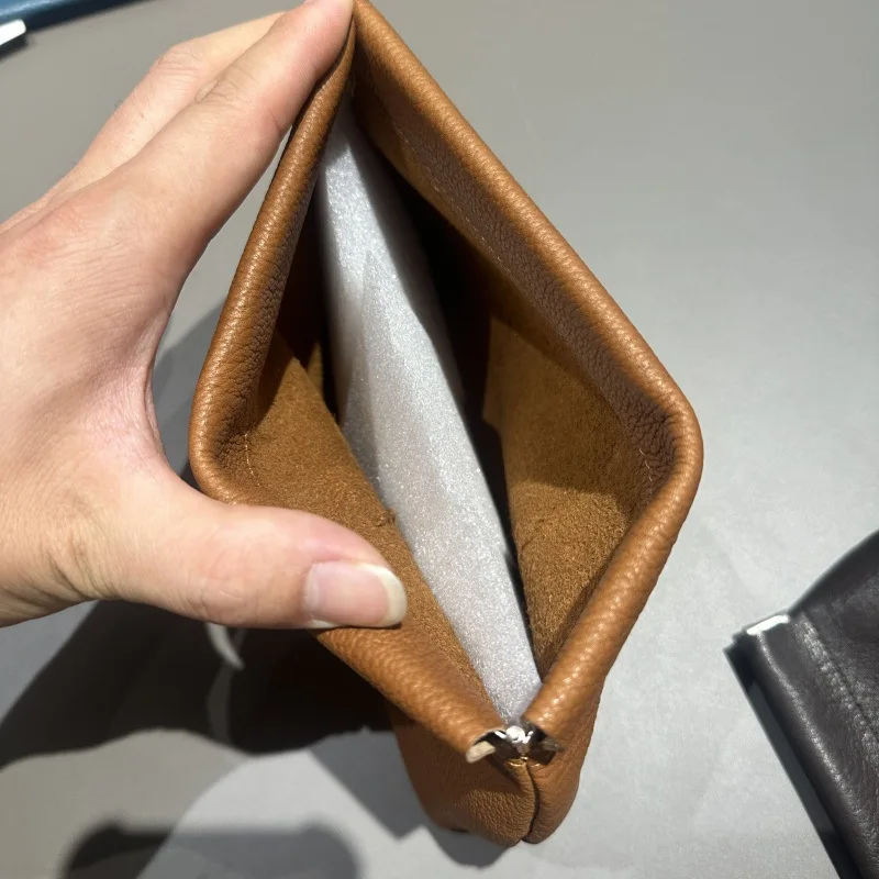 Italian Haas leather genuine leather mobile phone bag earphones cosmetic storage bag first layer cowhide clutch bag large