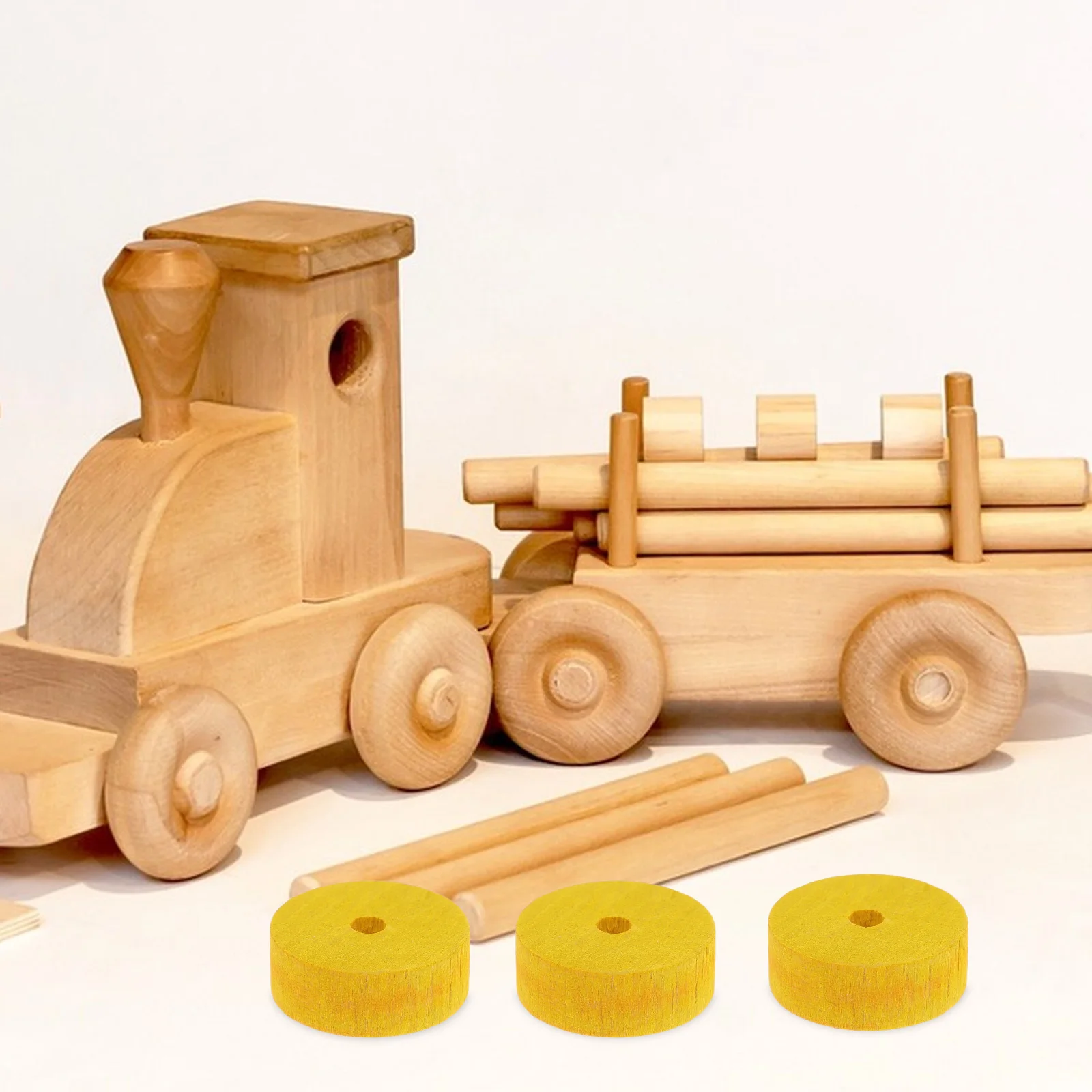 

10Pcs Wooden Round Wheels Sturdy Smooth Surface DIY Car Craft Supplies for Kids Hand Eye Coordination and Creative Projects