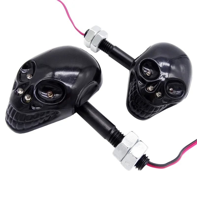 

Motorcycle Signal Lamp Skull LED Universal Head Turn Signal Indicators Light Lamp Amber light 12V