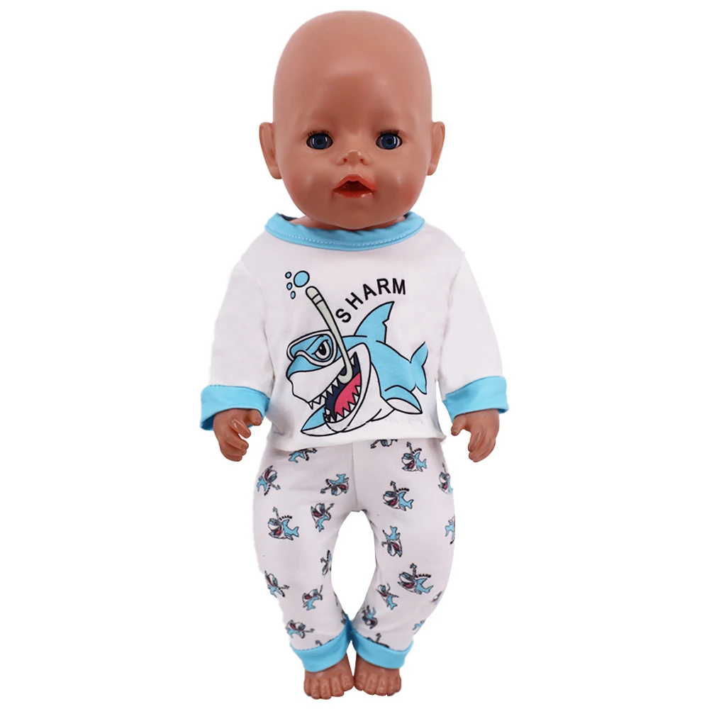 Kawaii Tiermuster Puppenkleidungsset für 43 cm geborene Babypuppe, 18 Zoll amerikanische Puppe Mädchenspielzeug, Geburtstags-Weihnachtsgeschenk