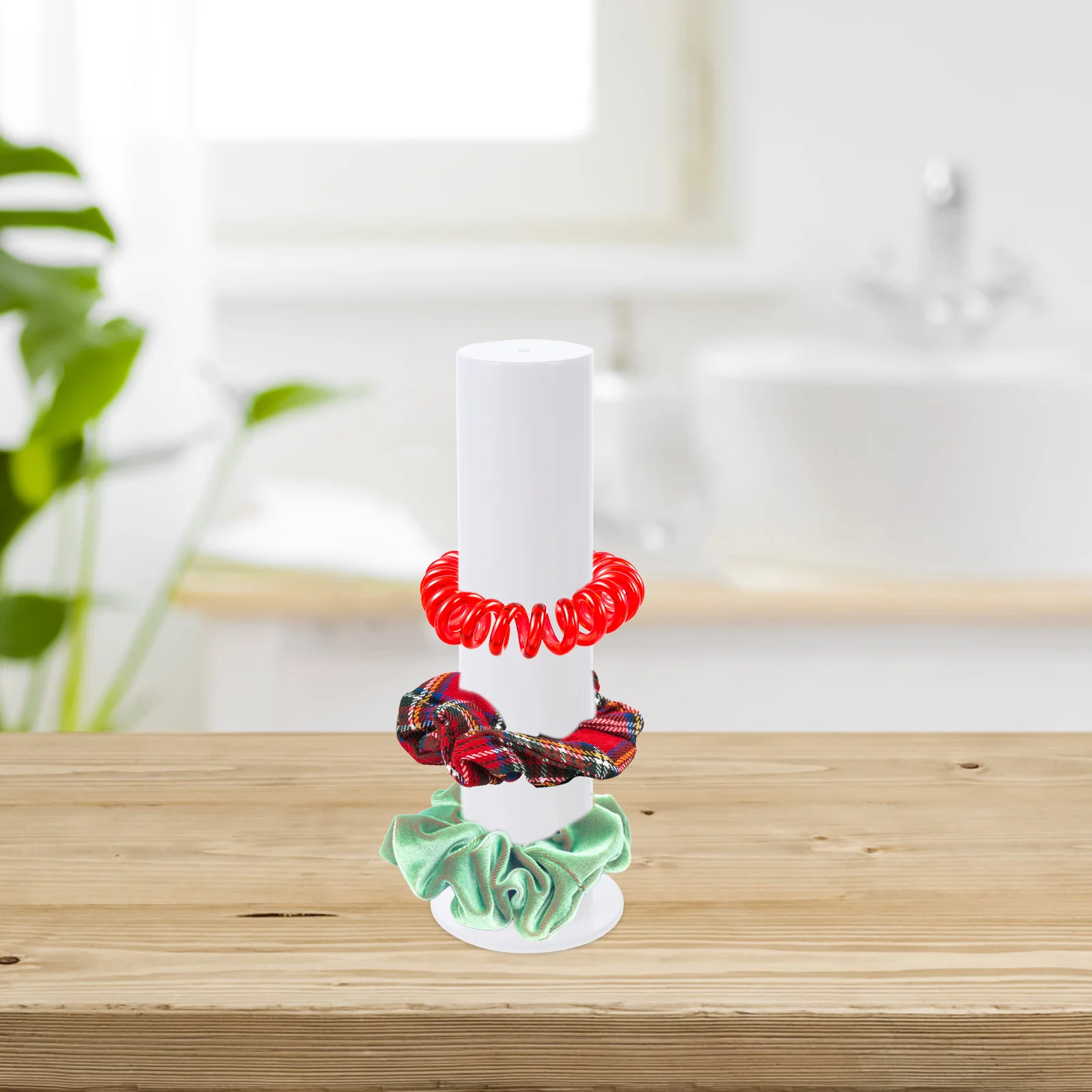 

Scrunchie Holder Stand Acrylic Hair Tie Organizer Stylish Simple Design for Home Or Store Use Clutter Free Solution