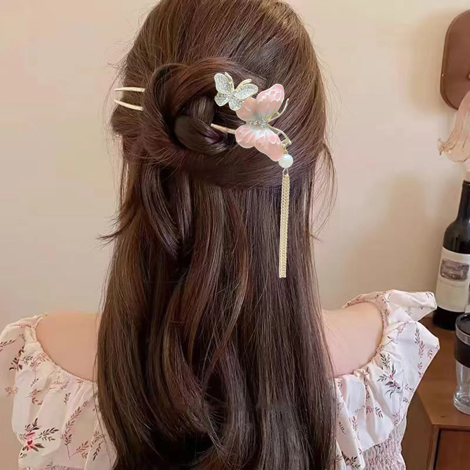 

New Chinese Style Tassel Hair Stick Vintage Metal Hanfu Chopstick Butterfly Hair Sticks Headwear Women Hair Accessories Gift