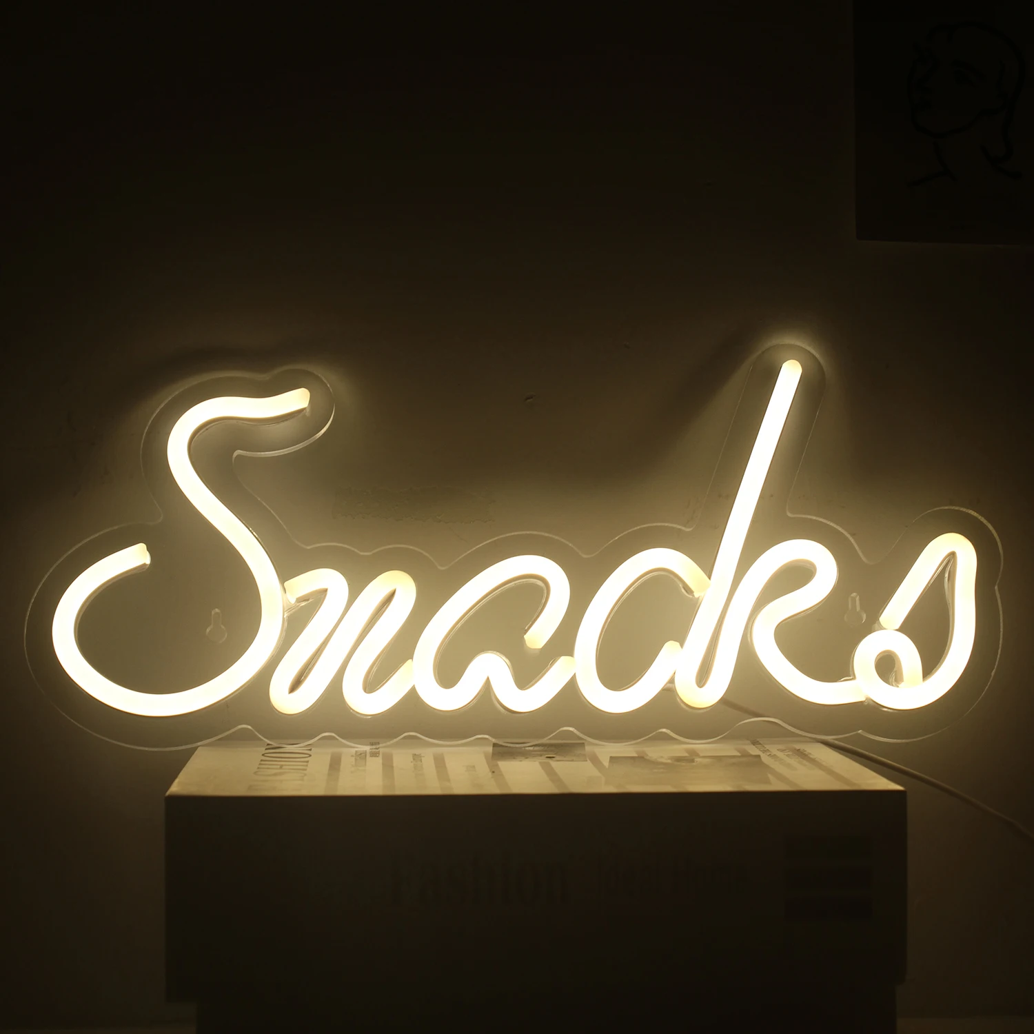 Snacks Neon Sign Warm White Neon Light for Bedroom Kids Snacks LED Light Sign for Bars Restaurants Cafes Pubs Store Decor Neon