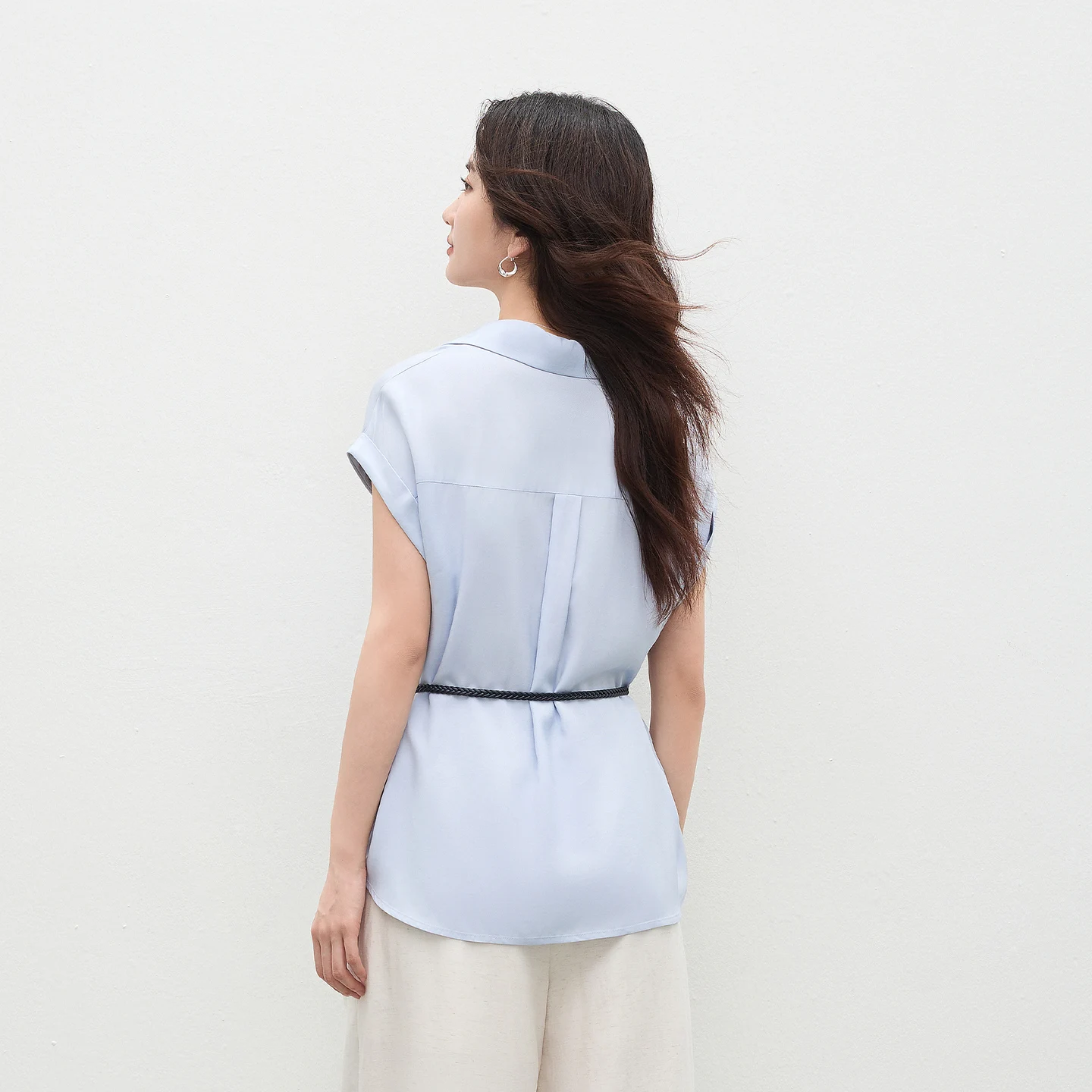 SENTUBILA Women's Color Block Summer Blouse 2026 Raglan Sleeve Loose Fit Drawstring Waist Casual Tunics Tops for Woman Q62CA7389
