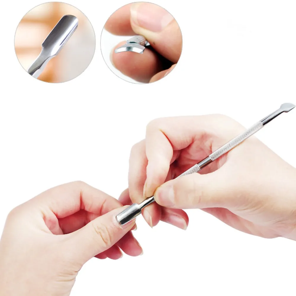 4pcs Stainless Steel Cuticle Pusher Textured Appearance Small Compact Nail Cleaner Durable Dual Ended Dead Skin Remover