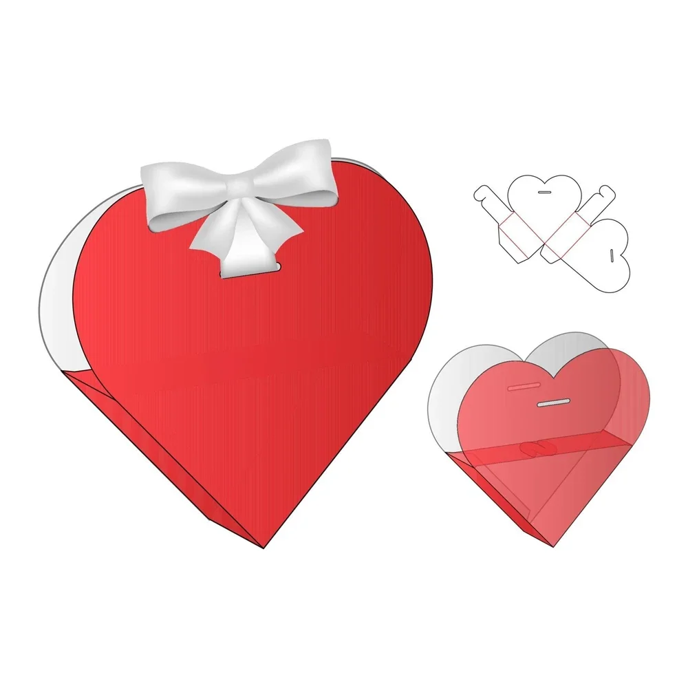 

3D Heart Bag Die Set Valentine's Day New 2025 Gift Cutting Dies for Scrapbooking Frame Card Craft Supplies No Stamps