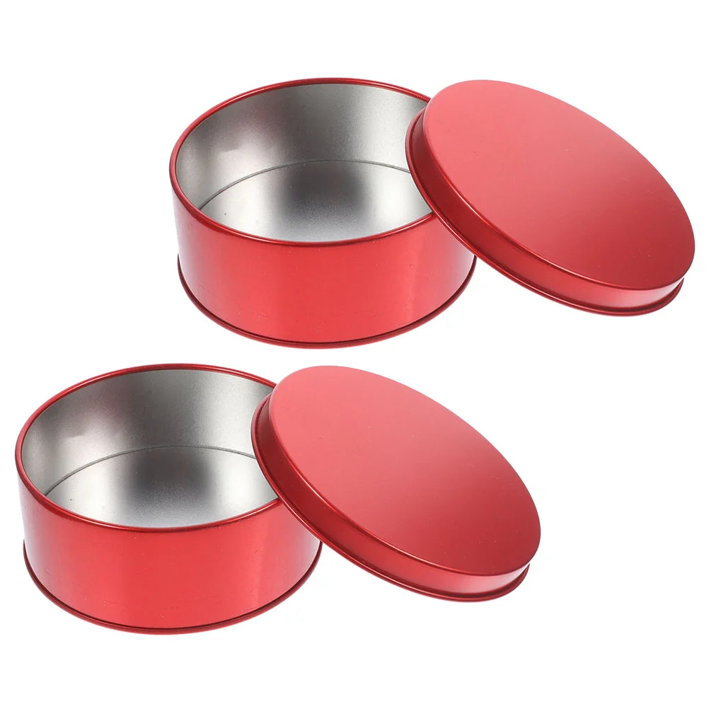 2 Pcs Baking and Cake Tin Tinplate Candy Christmas Cookie Tins Container Jars With Lids Boxes