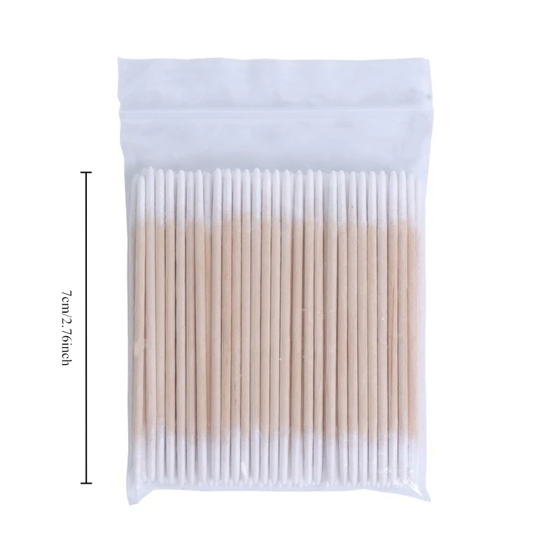 100/300/500Pc desechable Ultra-pequeño hisopo de algodón cepillo sin pelusa Micro madera pinceles de maquillaje extensión de pestañas herramientas de eliminación de pegamento