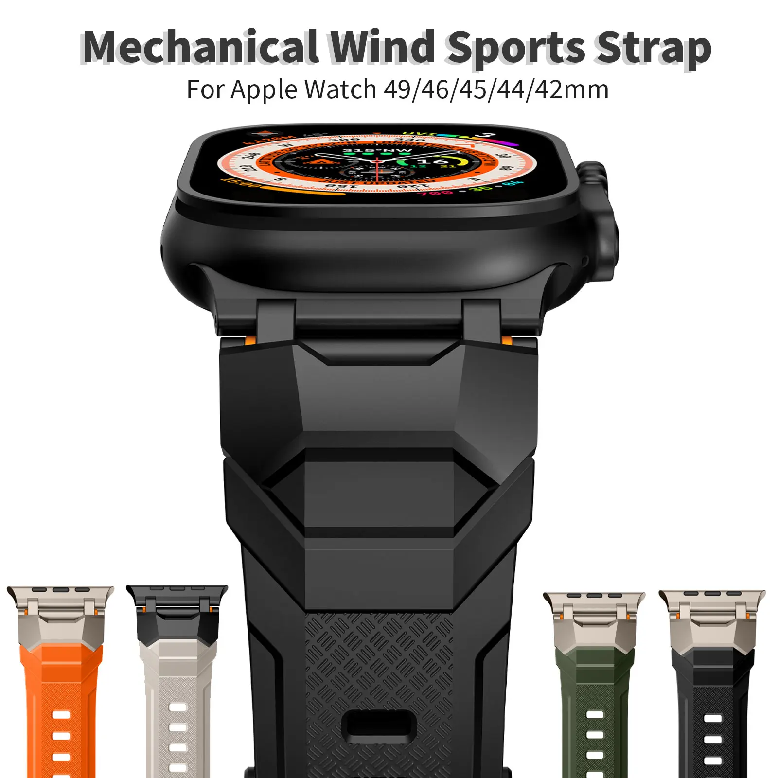 

Men's mechanical strap suitable for Apple Watch 49mm 46mm ultra 45mm 44mm 42mm rubber sports strap for iWatch 987654 strap