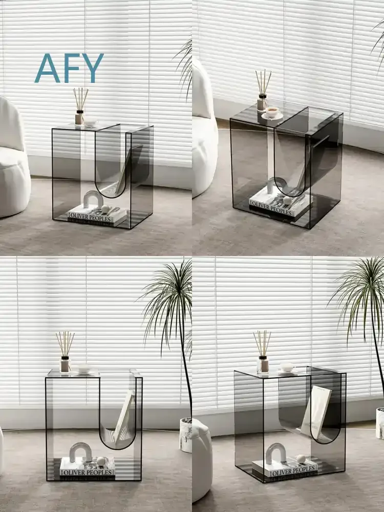 Luxury Acrylic Coffee Table for Home Furniture Living Room Bedroom Bedside Corner Storage Rack Bookshelf Window Table Cabinet