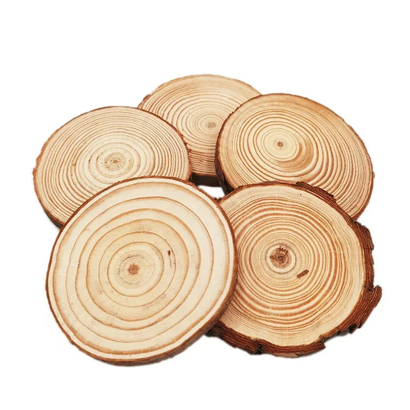 Picture 3: Unfinished natural wood slices 8 to 10cm, 5 pieces, with bark, rustic wood rounds for wedding decoration