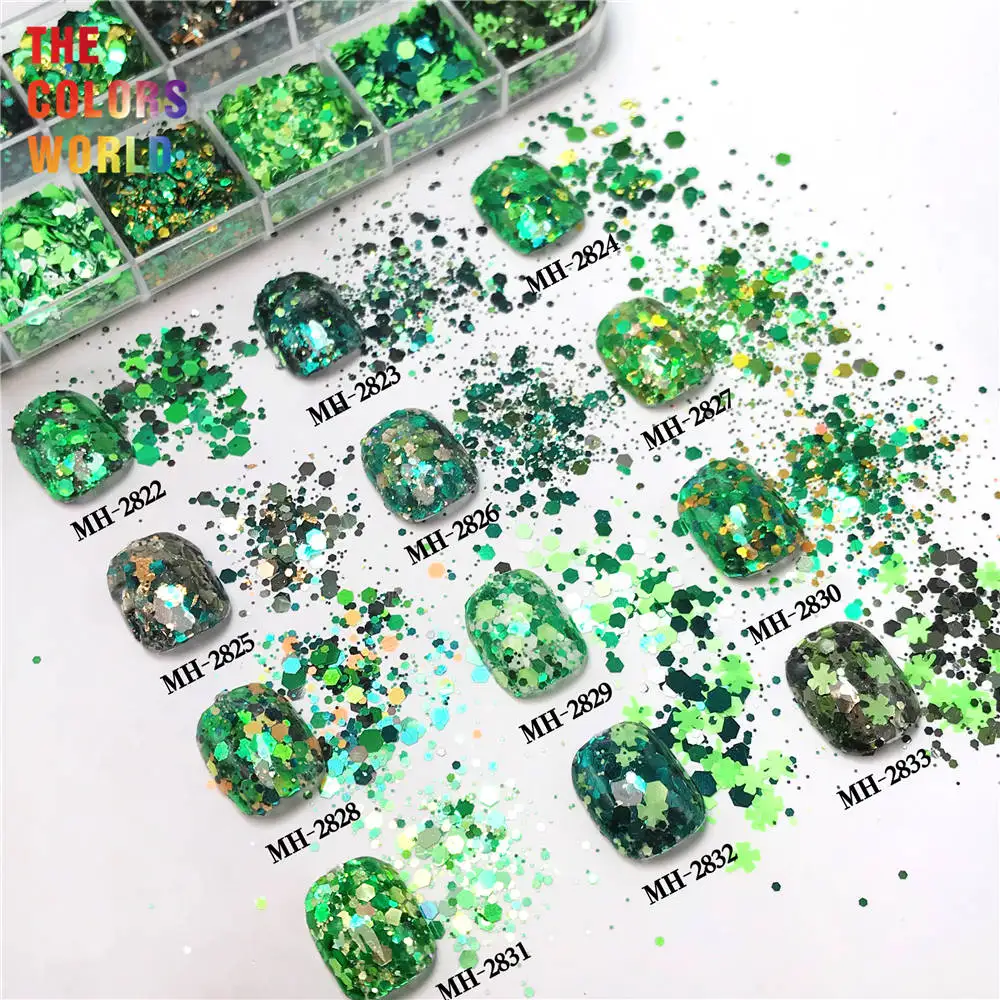 

TCT-785 St. Patrick's Day Green Colors Glitter Shamrocks Leprechauns Holiday Decorations Cosmetic Eyeshadow Manicure Accessories