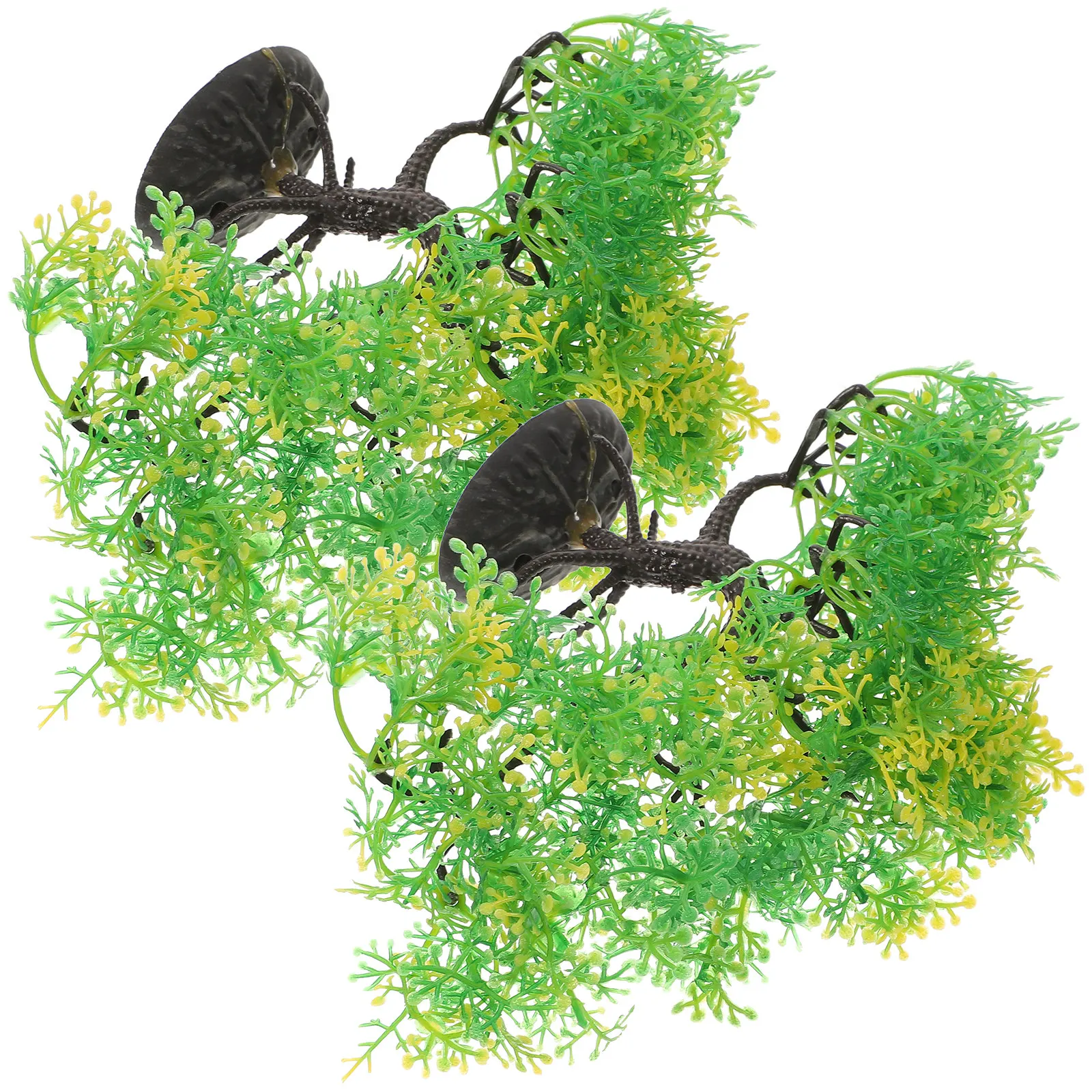 

2pcs Simulated Welcoming Pine Bonsai Fake Plants for Fish Tank Aquarium Decor Durable Soft Plastic Safe Landscape Ornament