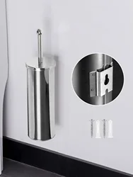 Toilet Brush Holder Wall Mounted Toilet Brushes for Bathroom with holder Toilet Bowl Brush Round Brushed Nickel
