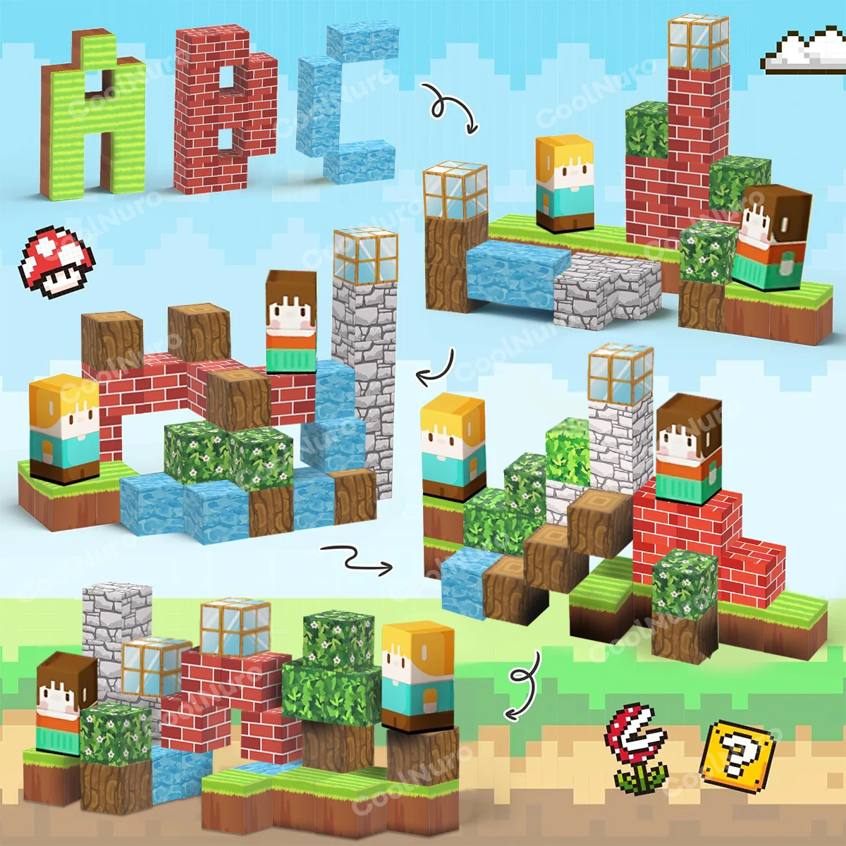 Magnetyczne Klocki Konstrukcyjne Primitiwny Las Świat, Klocki Edukacyjne TEM, Zabawki Prezentowe, Zabawne Zabawki Antystresowe dla Dzieci 3+