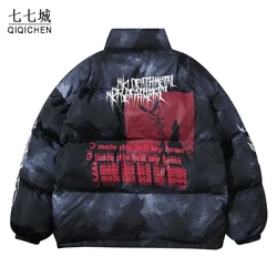 Heren Oversized Parkas Winter Grafische Tie Dye Waterdichte Gewatteerde Pufferjack Hiphop Casual Windjack Jas Unisex Streetwear