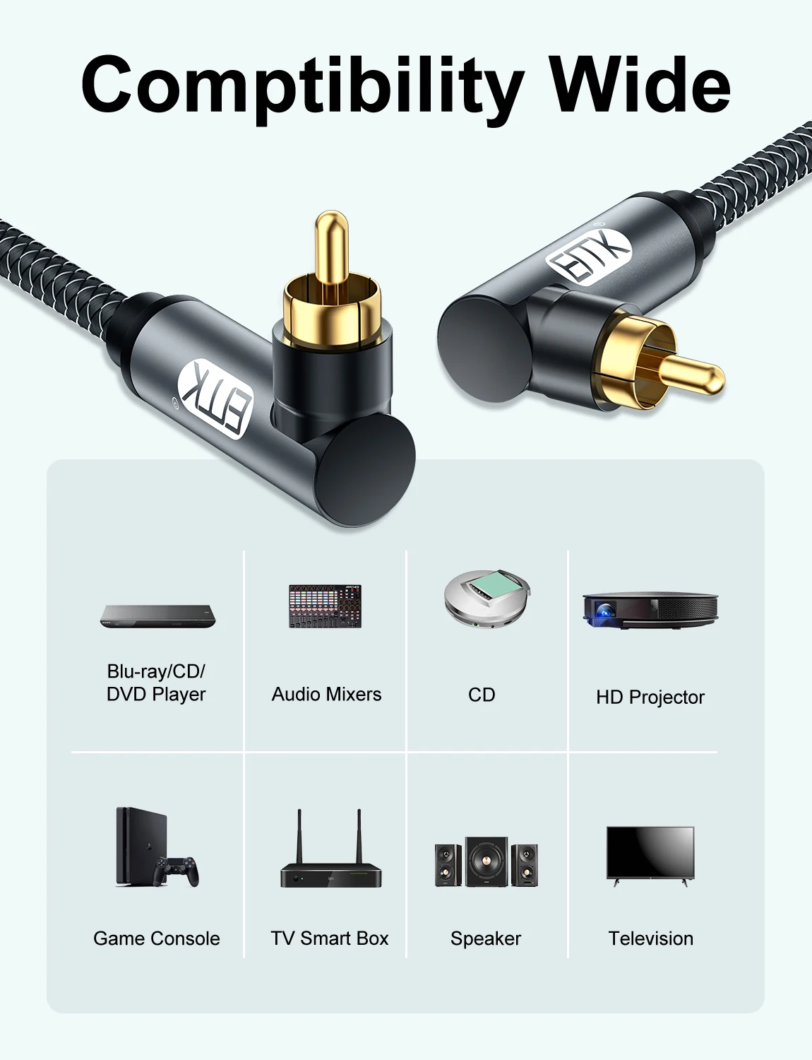 Kabel EMK Subwoofer podwójny kabel RCA do RCA Audio 90 stopni kabel koncentryczny kąt prosty kabel RCA do głośnika TV DVD Soundbar