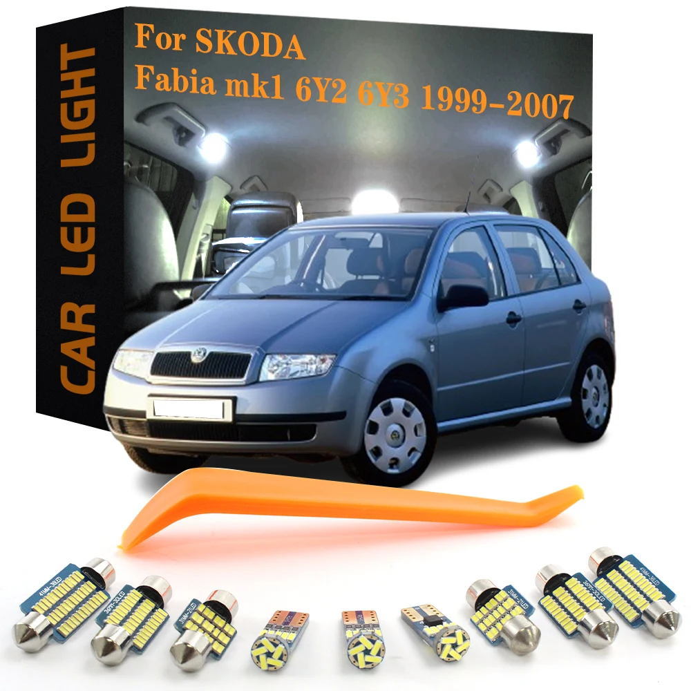 7 szt. Samochodowe oświetlenie LED wnętrza Canbus do Skoda Fabia 1 MK1 6Y2 6Y3 Sedan Hatchback 1999 2000 2001 2002 2003 2004 2005 2006 2007