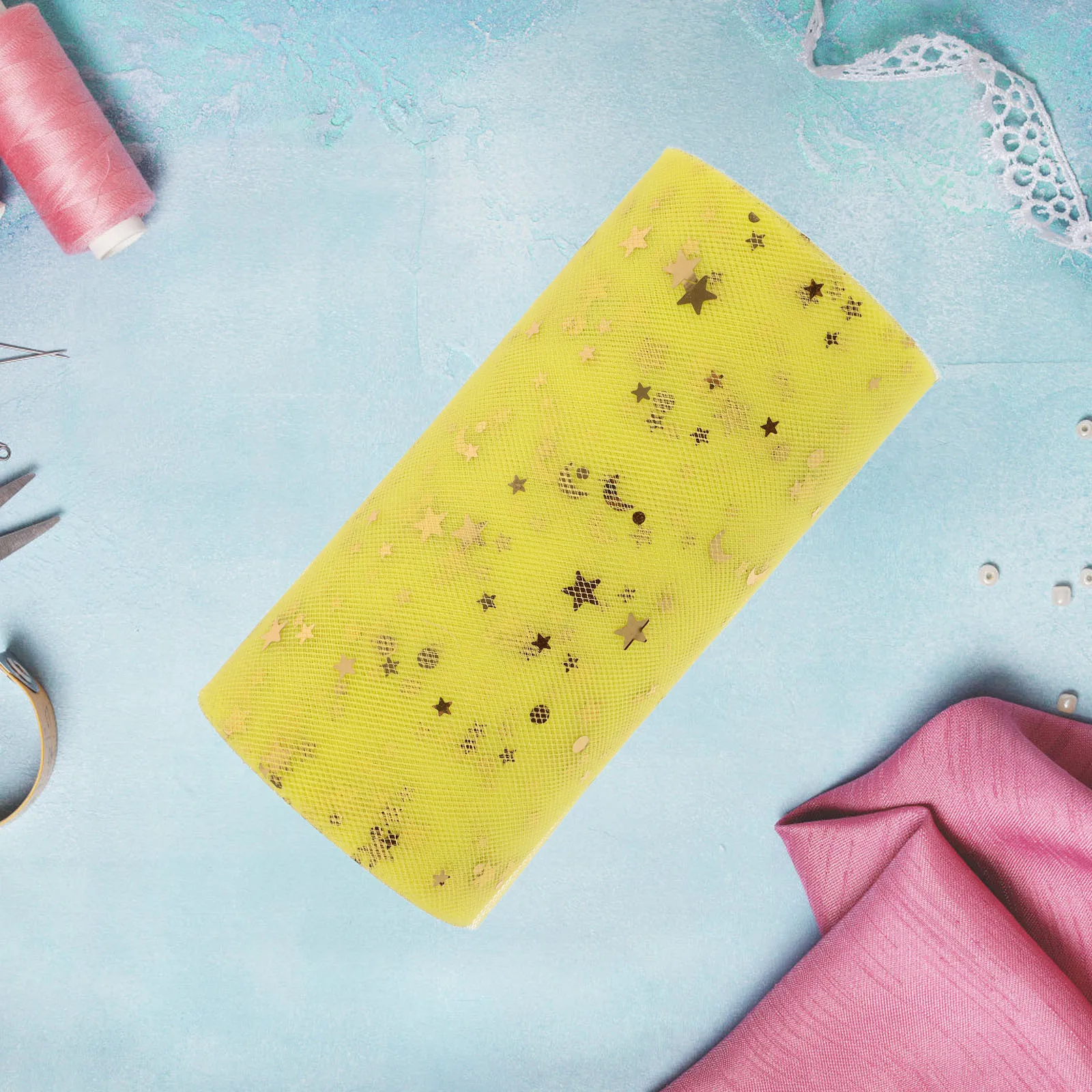 

Wedding Decor Sequin Gauze Skirt Table Skirts Party for Parties Decorative Mesh Yellow