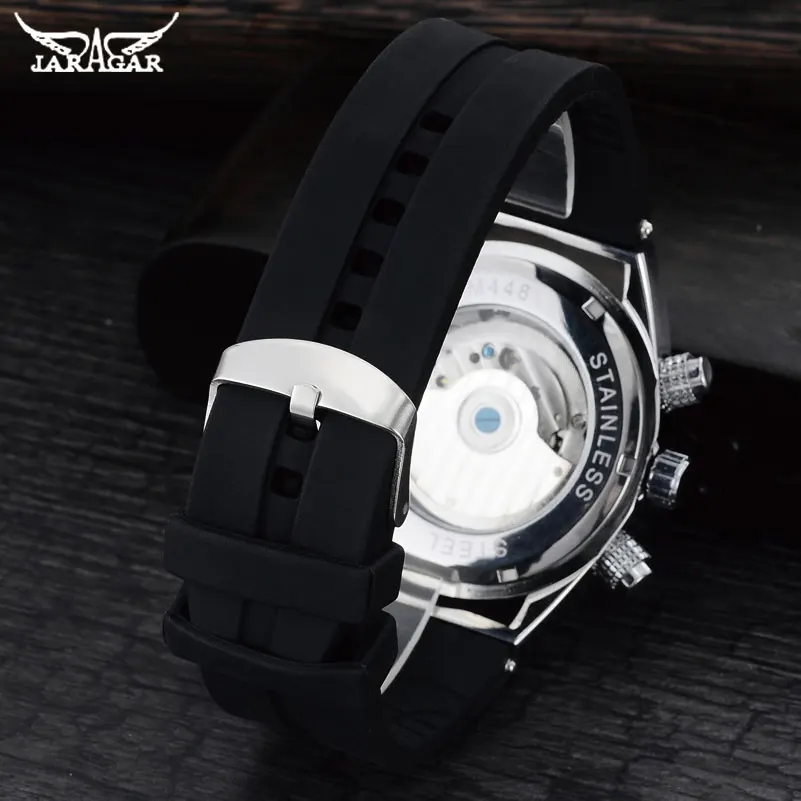 Jaragar Tpo Brand Automatic Self-wind Mens Watches Luxury Mechanical Watch Tourbillion Design Shock Resistant Complete Calendar