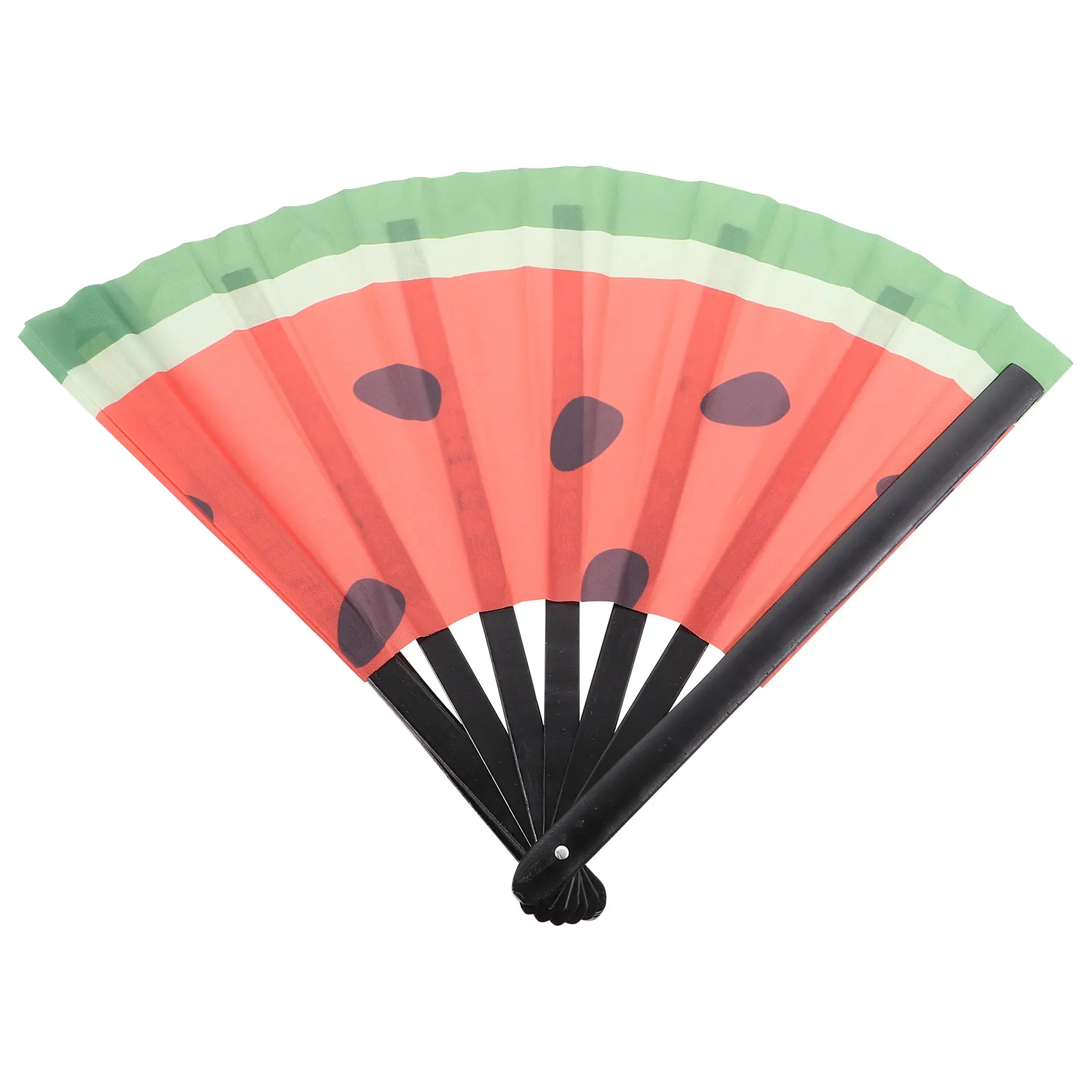 

1pc Japanese Style Folding Fan 24 Black Bones Watermelon Print Portable Durable Elegant Hand Fan Gifts Party Decorations