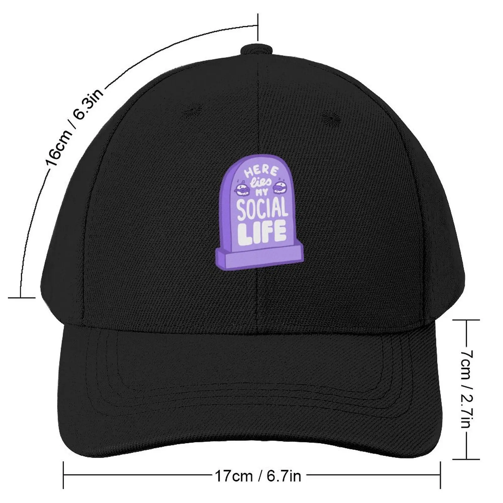 Here Lies My Social Life in Lilac Baseball Cap birthday Dropshipping Sun Hat For Children For Man Women's