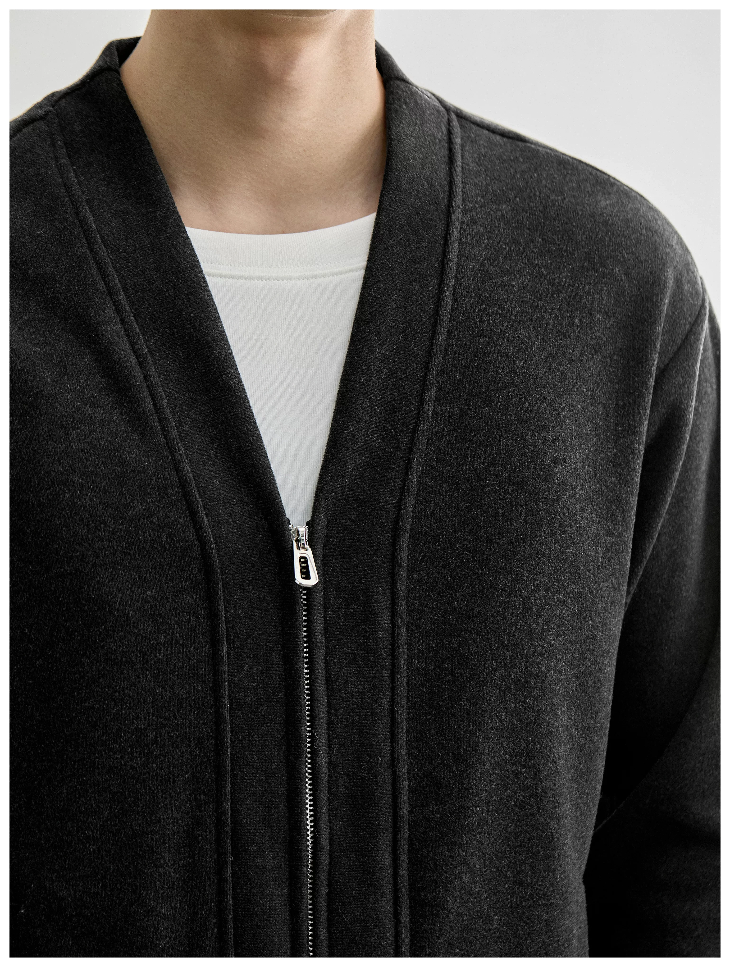 Men's Layered-Look Double-Zip Knit Cardigan — product detail 14