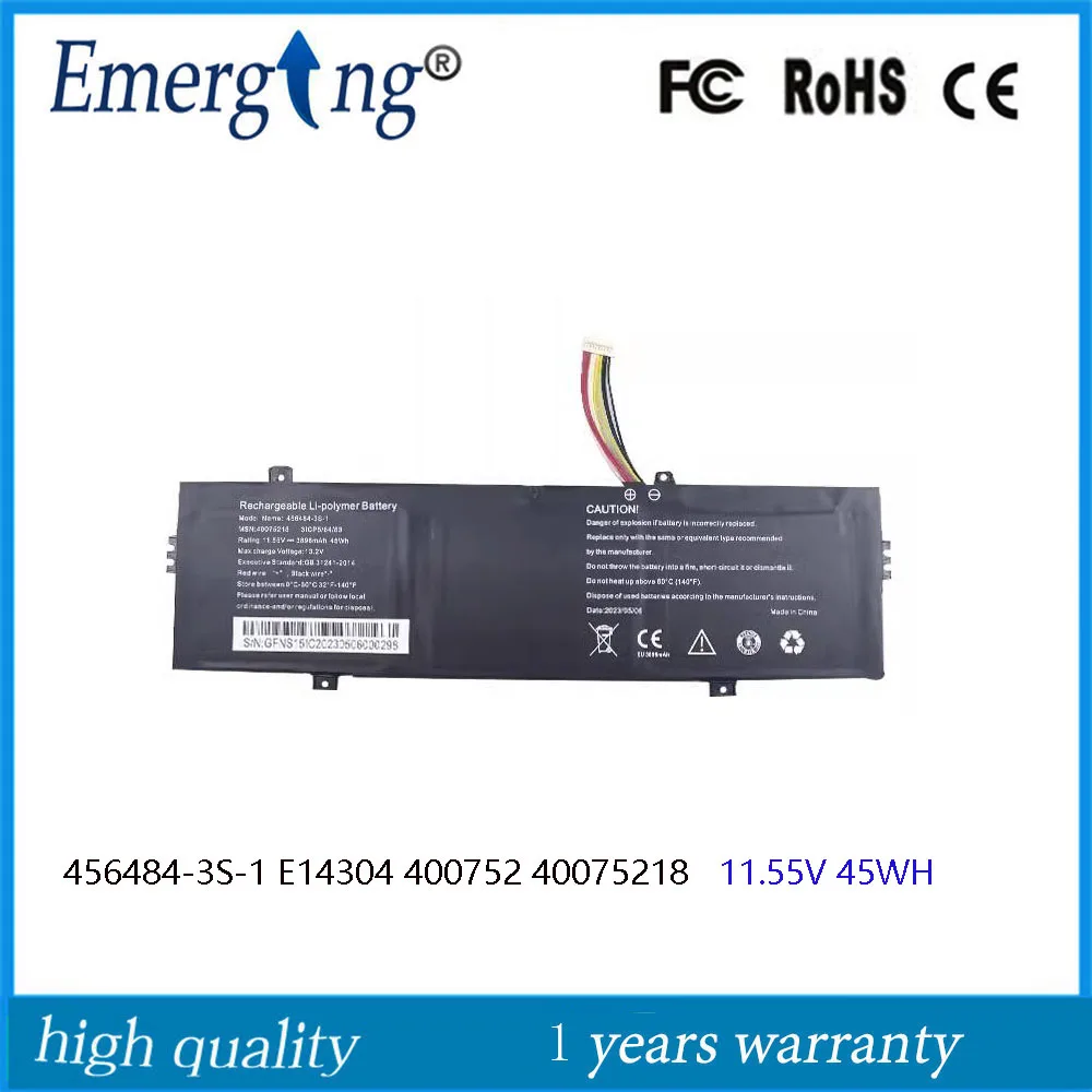 

11.55V 45WH New 456484-3S 456484-3S-1 40075218 Laptop Battery For Gear Iris 40075218 Notebook Tablet PC