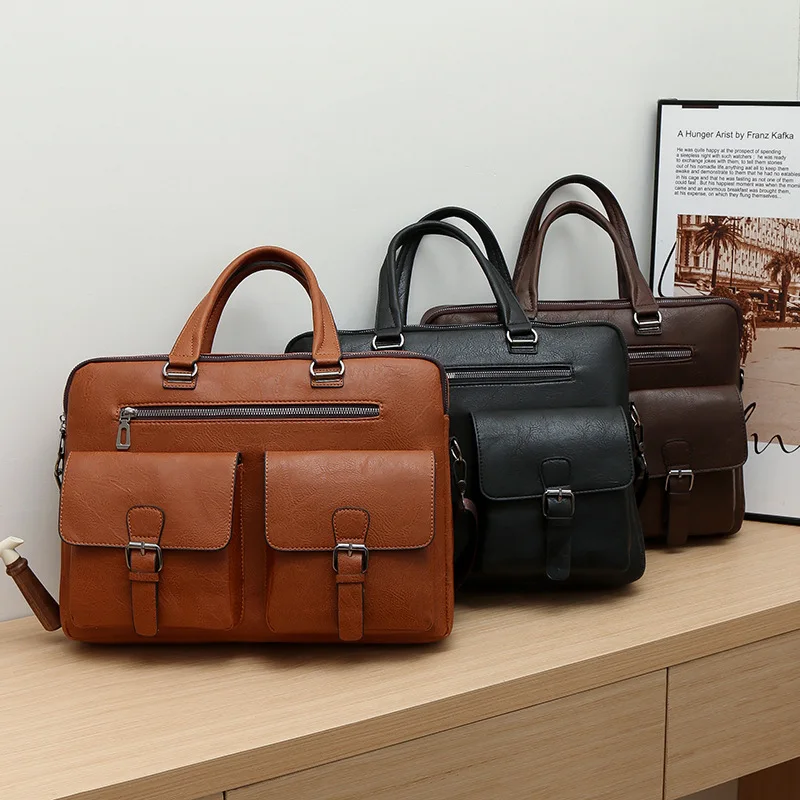

New Men's Business Laptop Messenger Bag Crossbody Bag with Multiple Pockets Waterproof Office Work Commuter Bag