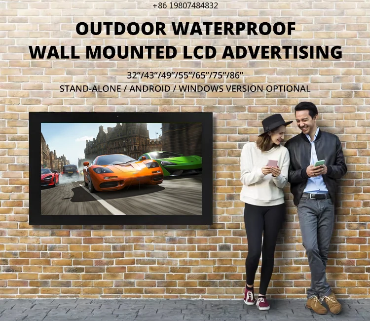 

55 65 75 86 Inch Outside Waterproof Lcd Advertising Display Player, Digital Signage Outdoor Totem Floor Stand Screen Kiosk