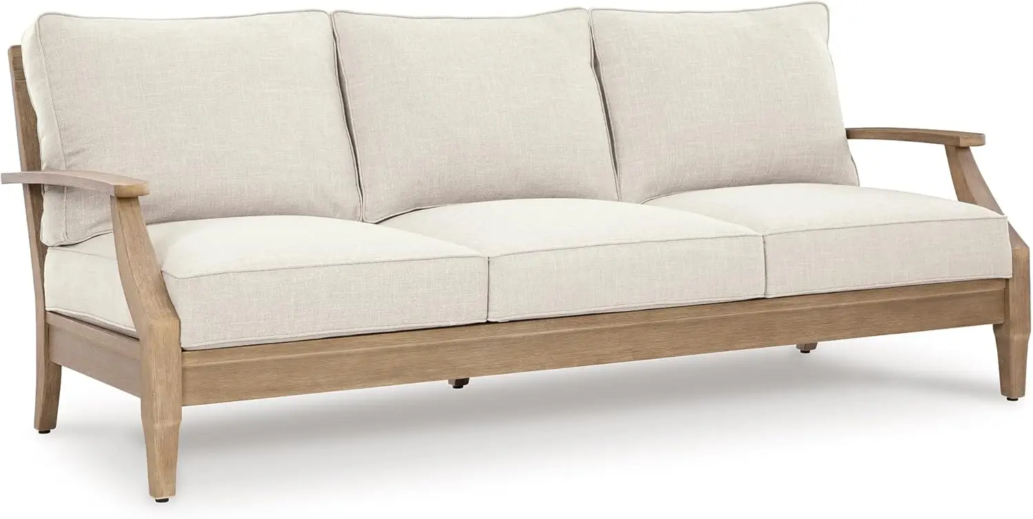 Carter's Outdoor Eucalyptus Wood Patio Sofa with UV-Resistant Cushions