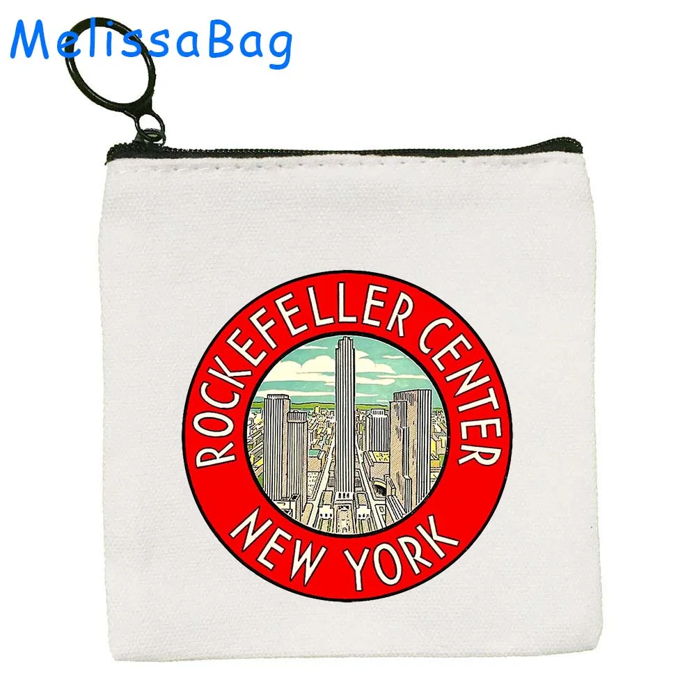 Divertente statua della libertà New York City Gift Skyline Apple NYC Subway Canvas Coin Purse Key Storage Bag Card Case Bag Zipper Pouch