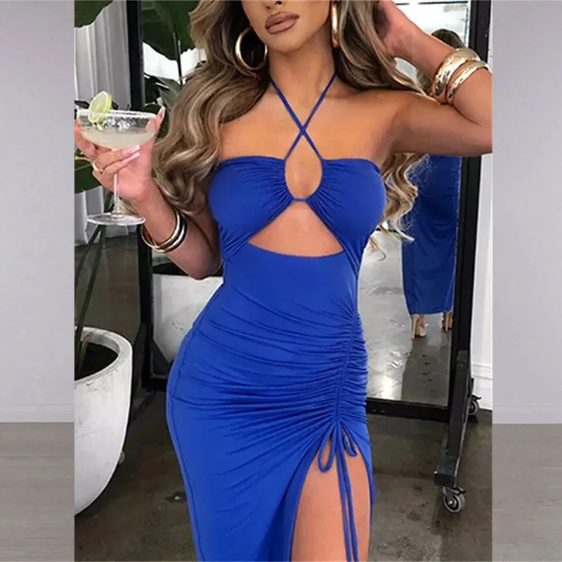 Mouwloze Sexy Vrouwelijke Midi Backless Jurken Slanke Nachtclub Feest Damesjurk Bodycon Vestidos Elegantes Para Mujer