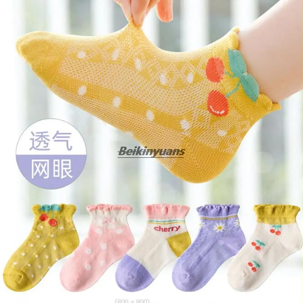 Children's socks cotton socks spring and summer mesh cartoon giraffe thin breathable boy boat socks sweat absorbent baby socks