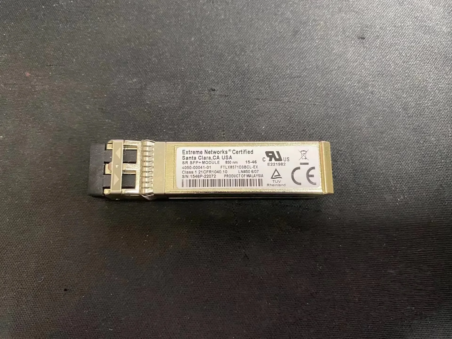 Extreme Networks Fiber Switch 10G SR SFP+ Module 850nm 4050-00041-01 FTLX8571D3BCL-EX 10GB Transceiver