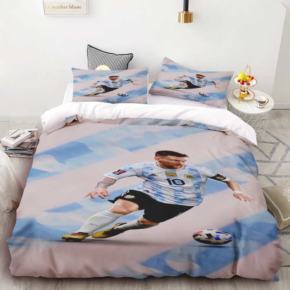 

Football Star Messi Soccer Bedding Set for Boys Girls, Duvet Cover, Pillowcase, Twin Queen Size Bed, Home Textile, Adult Fashion