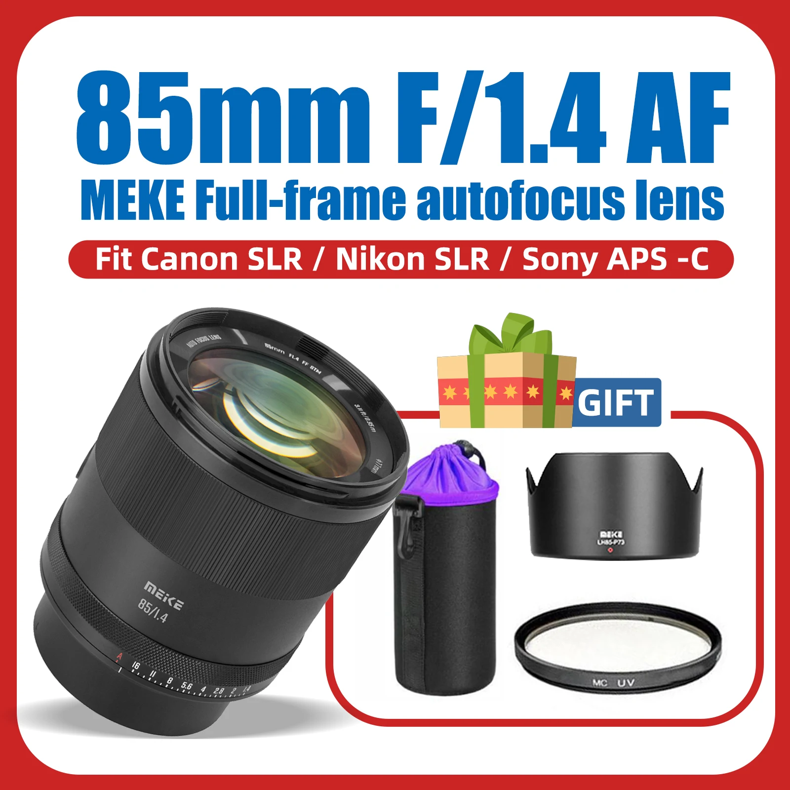 Meike 85mm F1.4 AF For Sony Full Frame STM Medium Telephoto Prime Portrait Lens for Sony E-Mount